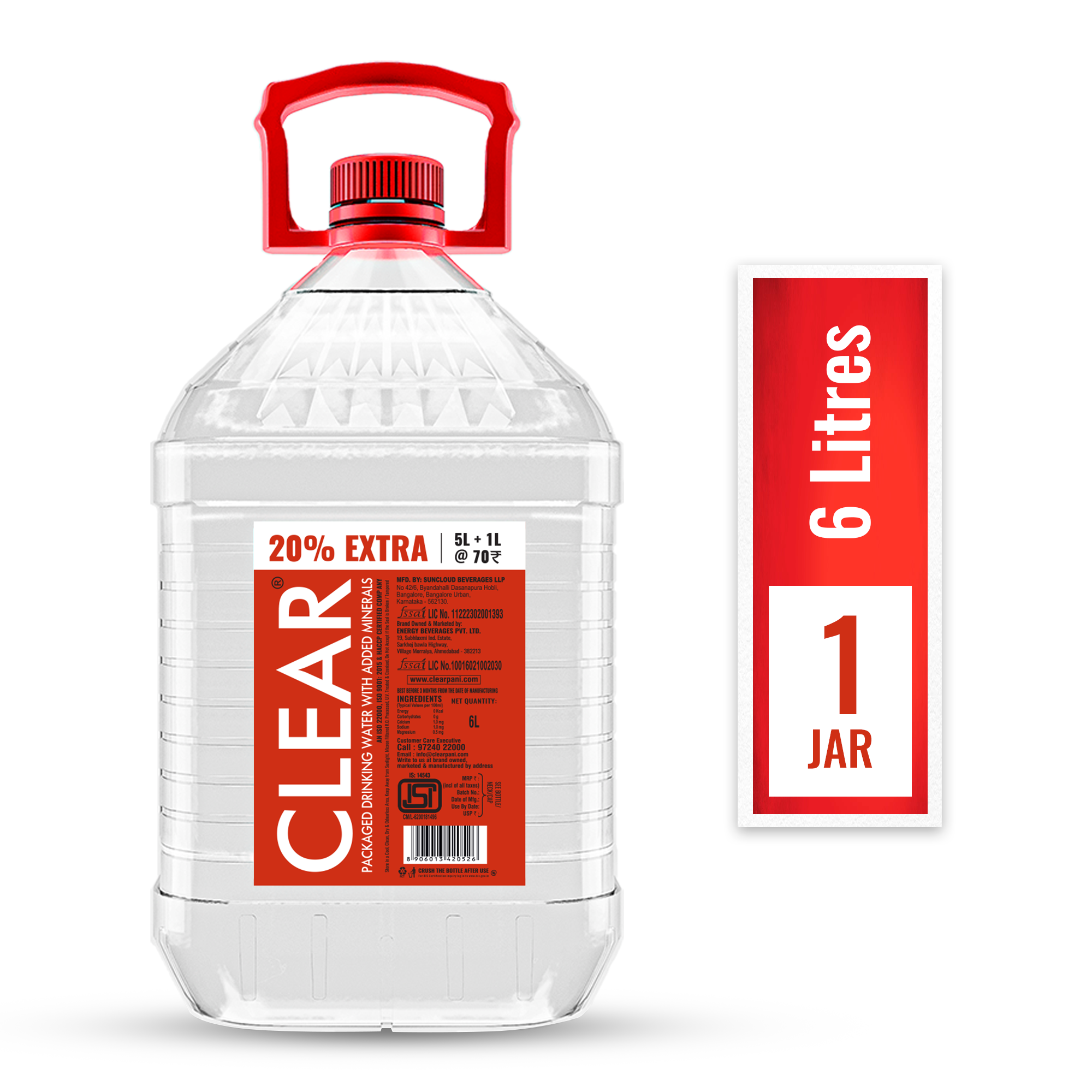 CLEAR Premium Drinking Water with Added Minerals 6 Litres