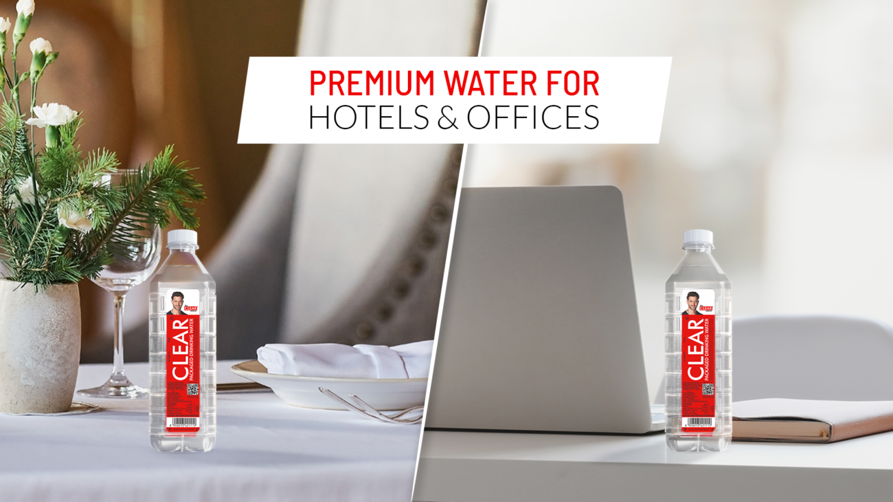 Clear Pani packaged drinking water bottles for hotels and offices